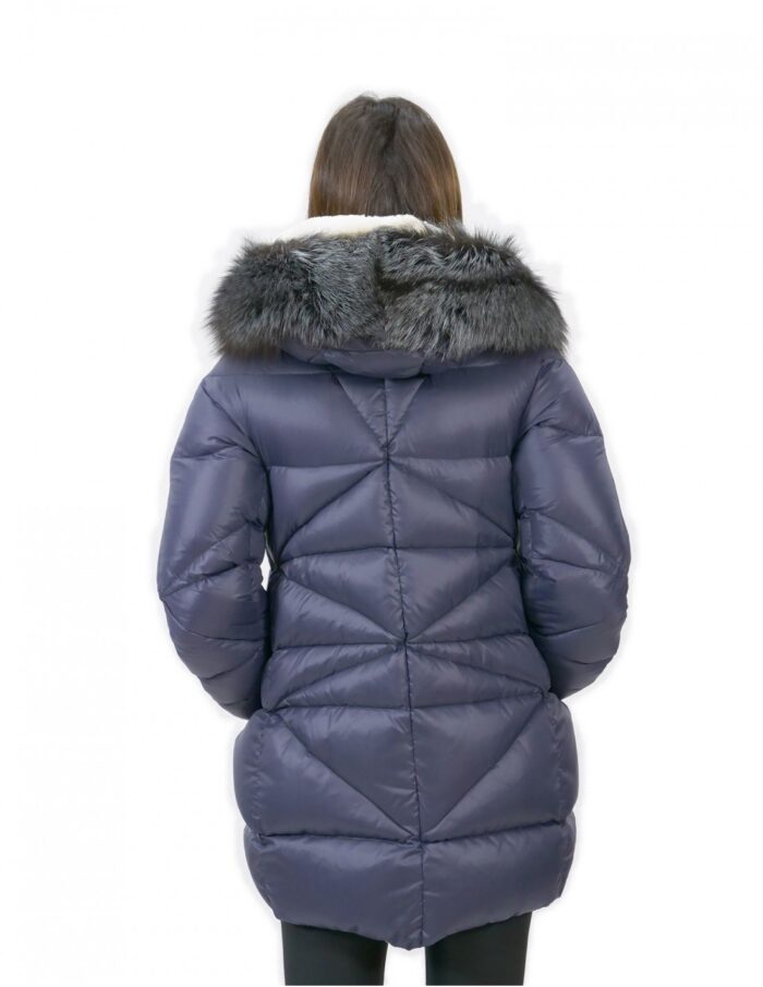 Piumino con pile interno e pelliccia di volpe blu 46 pelliccia