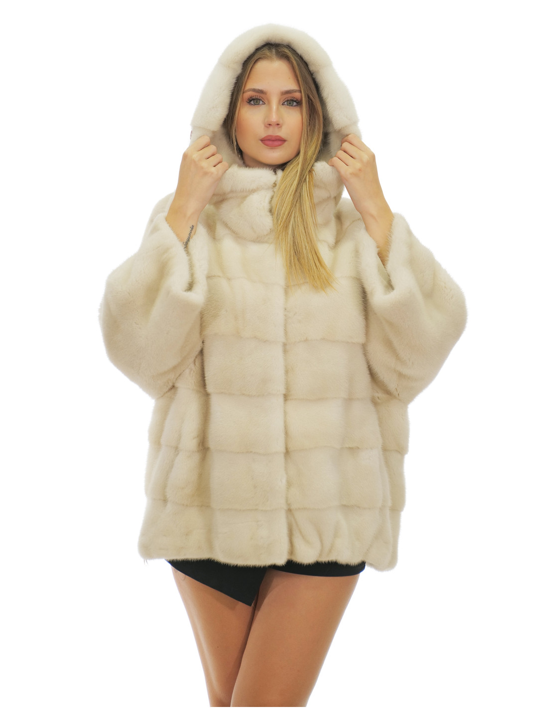 Jackets Cream White Horizontal 48-56 Sleeves Full Leather Hood